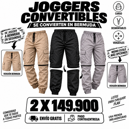 Joggers Cargo Bermuda Doble Uso Drill Premium
